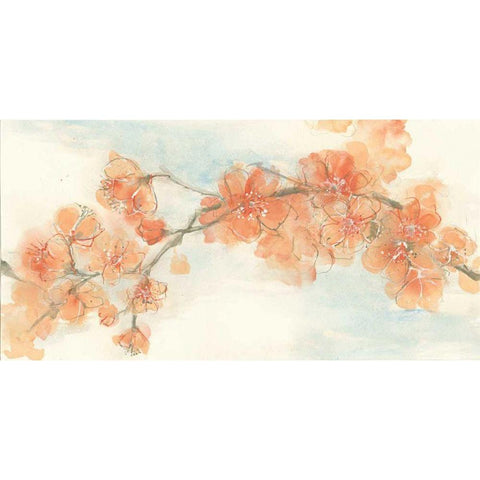 Peach Blossom II White Modern Wood Framed Art Print by Paschke, Chris