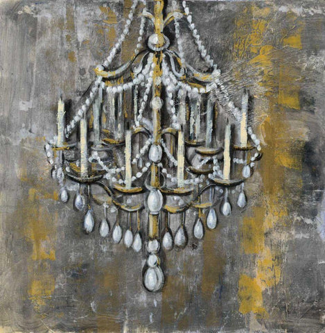 Vintage Chandelier I White Modern Wood Framed Art Print with Double Matting by Vassileva, Silvia