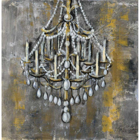 Vintage Chandelier I White Modern Wood Framed Art Print by Vassileva, Silvia