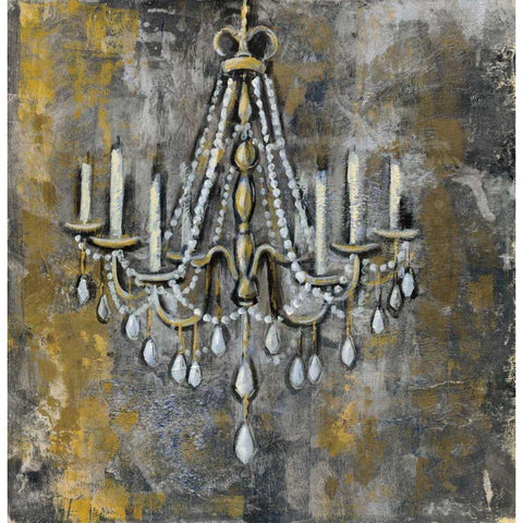 Vintage Chandelier II White Modern Wood Framed Art Print by Vassileva, Silvia