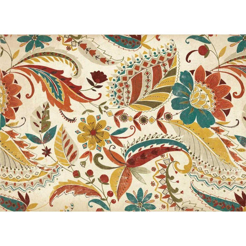 Boho Paisley Spice III White Modern Wood Framed Art Print by Wild Apple Portfolio