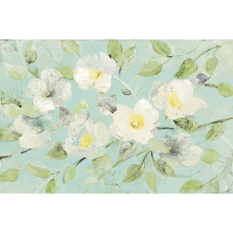 Fading Spring Blue Gold Ornate Wood Framed Art Print with Double Matting by Hristova, Albena