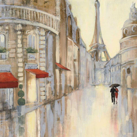 Touring Paris Couple III White Modern Wood Framed Art Print by Purinton, Julia