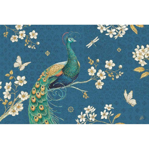 Ornate Peacock III Master White Modern Wood Framed Art Print by Daphne, Brissonnet