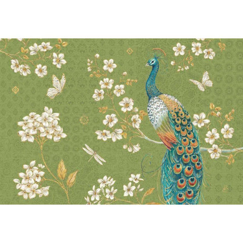 Ornate Peacock II Master Gold Ornate Wood Framed Art Print with Double Matting by Daphne, Brissonnet