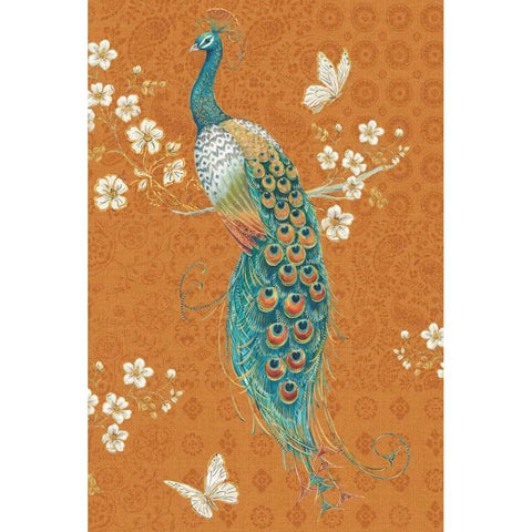 Ornate Peacock X Spice White Modern Wood Framed Art Print by Brissonnet, Daphne