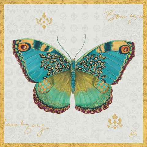 Bohemian Wings Butterfly I White Modern Wood Framed Art Print with Double Matting by Brissonnet, Daphne