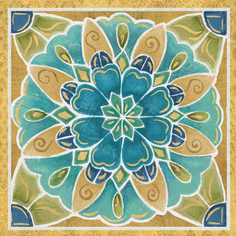 Free Bird Mexican Tiles IV Gold Ornate Wood Framed Art Print with Double Matting by Brissonnet, Daphne