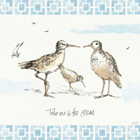 Sandpiper Sea III Gold Ornate Wood Framed Art Print with Double Matting by Tavoletti, Anne