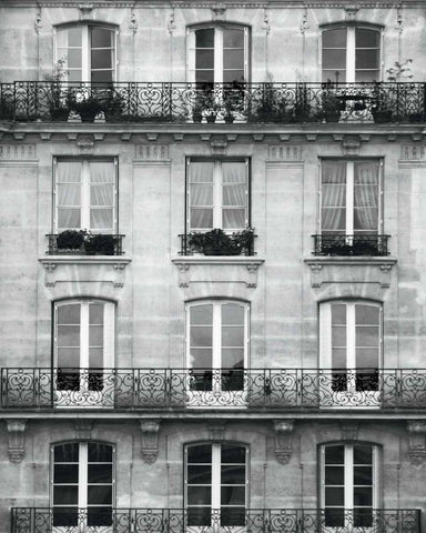 Across the Street II  White Modern Wood Framed Art Print with Double Matting by Marshall, Laura
