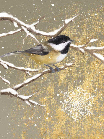 Winter Birds Chickadee Color Black Ornate Wood Framed Art Print with Double Matting by Grove, Beth