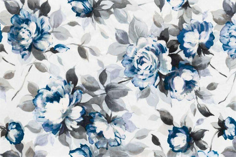 Scent of Roses Indigo Black Ornate Wood Framed Art Print with Double Matting by Wild Apple Portfolio