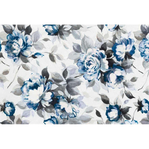 Scent of Roses Indigo Black Modern Wood Framed Art Print by Wild Apple Portfolio