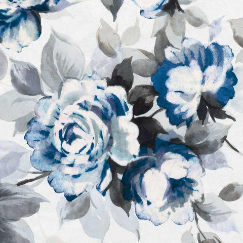 Scent of Roses Indigo III Black Ornate Wood Framed Art Print with Double Matting by Wild Apple Portfolio