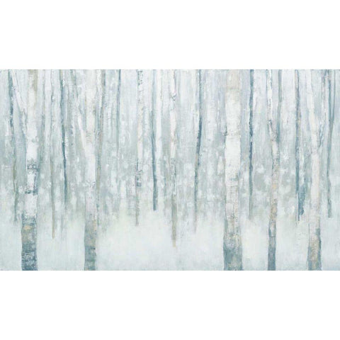 Birches in Winter Blue Gray Black Modern Wood Framed Art Print with Double Matting by Purinton, Julia