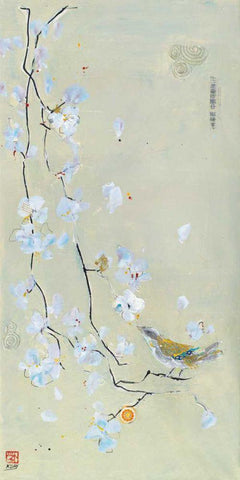 The Bird Family I White Modern Wood Framed Art Print with Double Matting by Day, Kellie