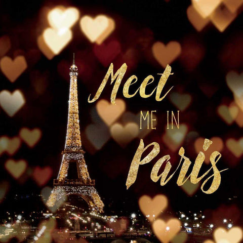 Meet Me in Paris  Gold Ornate Wood Framed Art Print with Double Matting by Marshall, Laura