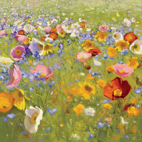 Champ de Fleur I  Gold Ornate Wood Framed Art Print with Double Matting by Novak, Shirley