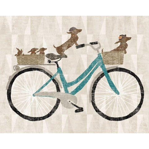 Doxie Ride ver II White Modern Wood Framed Art Print by Schlabach, Sue