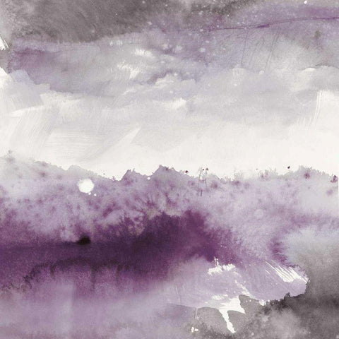 Midnight at the Lake II Amethyst and Grey White Modern Wood Framed Art Print by Schick, Mike