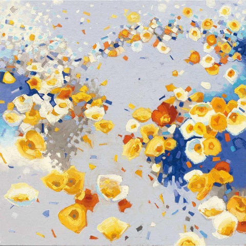 Millefiori Black Modern Wood Framed Art Print with Double Matting by Novak, Shirley