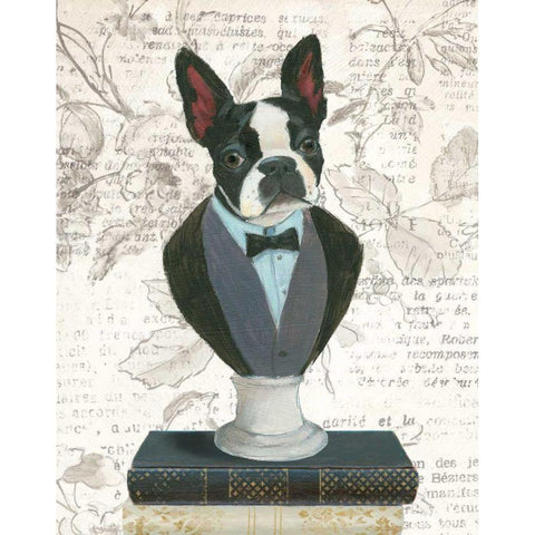 Canine Couture Newsprint I Gold Ornate Wood Framed Art Print with Double Matting by Adams, Emily