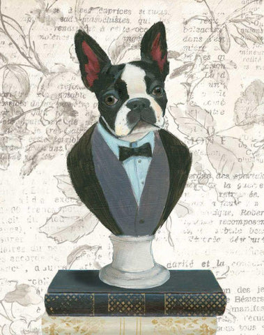 Canine Couture Newsprint I White Modern Wood Framed Art Print with Double Matting by Adams, Emily