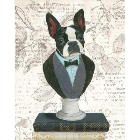Canine Couture Newsprint I Black Modern Wood Framed Art Print by Adams, Emily