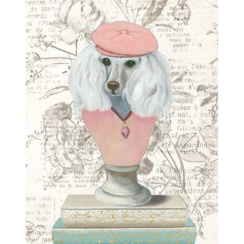 Canine Couture Newsprint IV White Modern Wood Framed Art Print by Adams, Emily