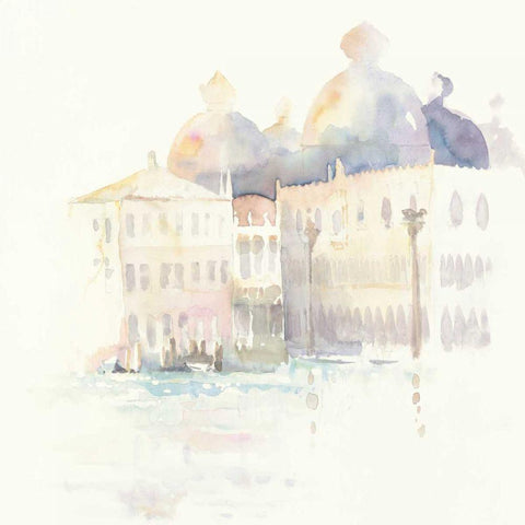 Venice Evening Square White Modern Wood Framed Art Print with Double Matting by Tillmon, Avery