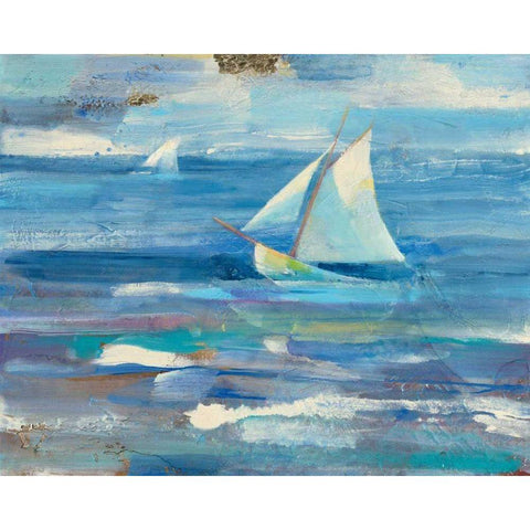 Ocean Sail Black Modern Wood Framed Art Print by Hristova, Albena