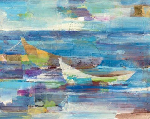Mooring for the Day White Modern Wood Framed Art Print with Double Matting by Hristova, Albena