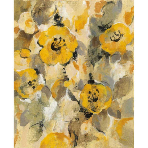 Yellow Floral I Black Modern Wood Framed Art Print with Double Matting by Vassileva, Silvia