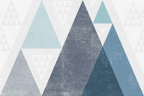 Mod Triangles I Blue Black Ornate Wood Framed Art Print with Double Matting by Mullan, Michael