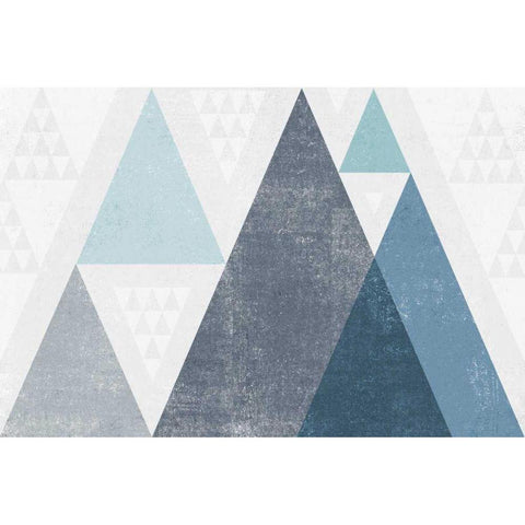 Mod Triangles I Blue Black Modern Wood Framed Art Print by Mullan, Michael