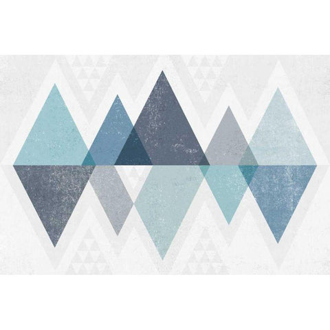Mod Triangles II Blue White Modern Wood Framed Art Print by Mullan, Michael