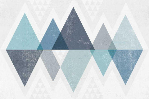 Mod Triangles II Blue Black Ornate Wood Framed Art Print with Double Matting by Mullan, Michael