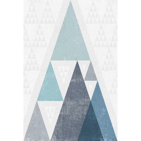 Mod Triangles III Blue White Modern Wood Framed Art Print by Mullan, Michael