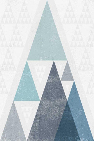 Mod Triangles III Blue Black Ornate Wood Framed Art Print with Double Matting by Mullan, Michael