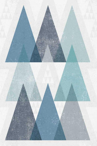 Mod Triangles IV Blue Black Ornate Wood Framed Art Print with Double Matting by Mullan, Michael