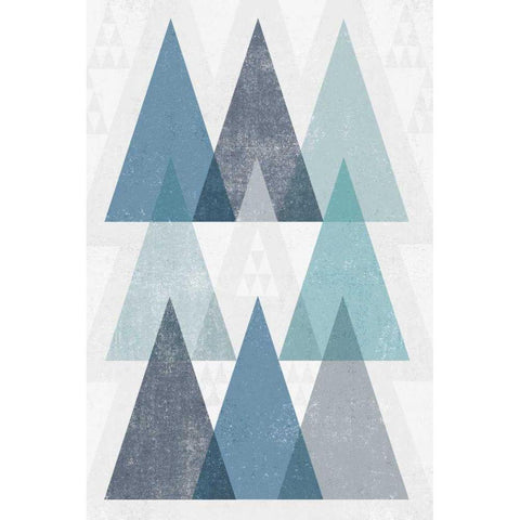 Mod Triangles IV Blue Gold Ornate Wood Framed Art Print with Double Matting by Mullan, Michael