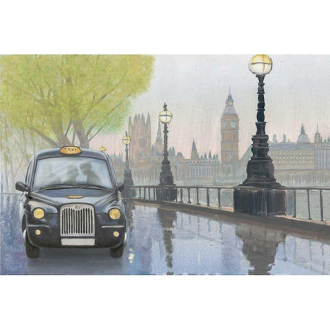 Along the Thames v.2 Black Modern Wood Framed Art Print with Double Matting by Sullivan, Myles