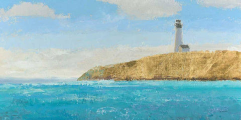 Lighthouse Seascape II Crop II  Black Ornate Wood Framed Art Print with Double Matting by Wiens, James