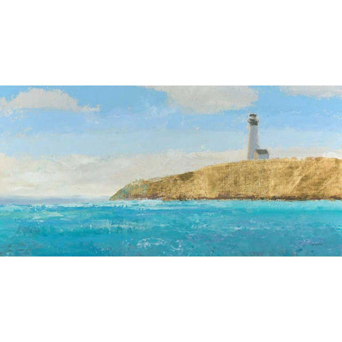 Lighthouse Seascape II Crop II  Black Modern Wood Framed Art Print with Double Matting by Wiens, James