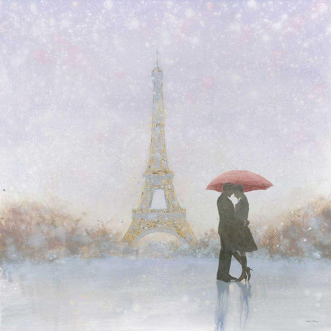 Eiffel Romance  Black Modern Wood Framed Art Print by Fabiano, Marco