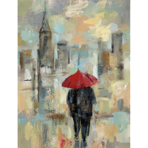 Rain in the City I White Modern Wood Framed Art Print by Vassileva, Silvia