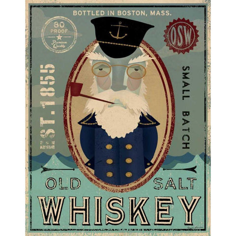 Fisherman III Old Salt Whiskey Gold Ornate Wood Framed Art Print with Double Matting by Ryan, Fowler