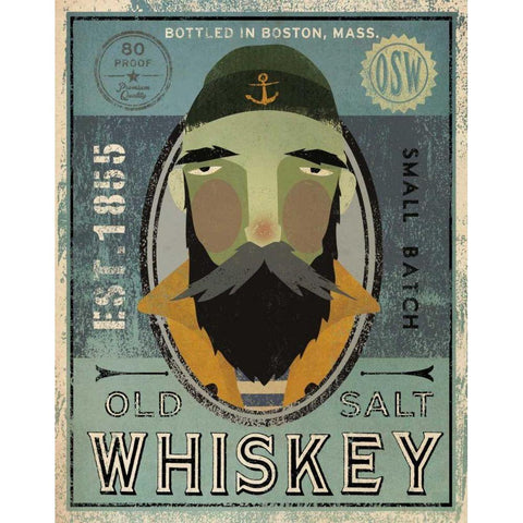 Fisherman V Old Salt Whiskey White Modern Wood Framed Art Print by Fowler, Ryan