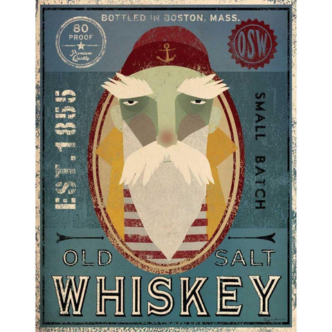 Fisherman VIII Old Salt Whiskey Gold Ornate Wood Framed Art Print with Double Matting by Ryan, Fowler