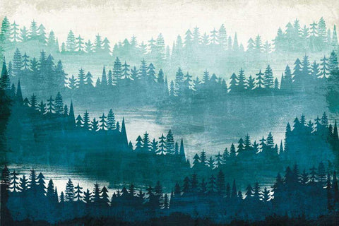 Mountainscape Blue White Modern Wood Framed Art Print with Double Matting by Mullan, Michael
